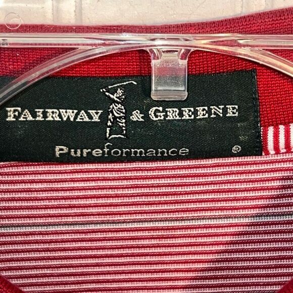 Fairway & Greene Pureformance Polo Shirt Men XXlarge Red White Striped Embroider - Picture 7 of 11